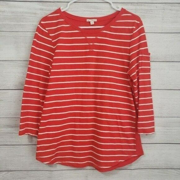 Gap medium orange/redish striped 3/4 sleeve top 2.0654 - Picture 1 of 7